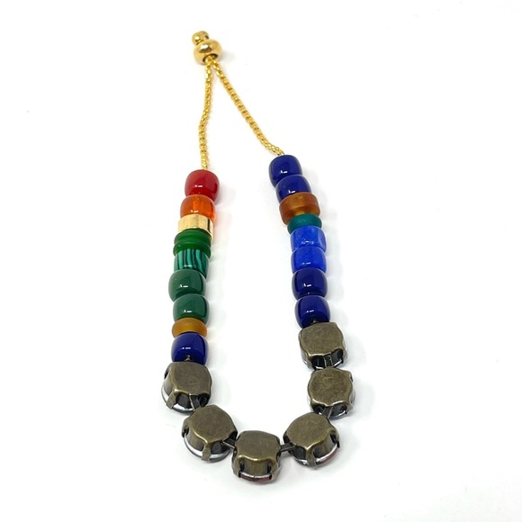 New Anthropologie Beaded Bohemian Rainbow Bracelet - Picture 2 of 4